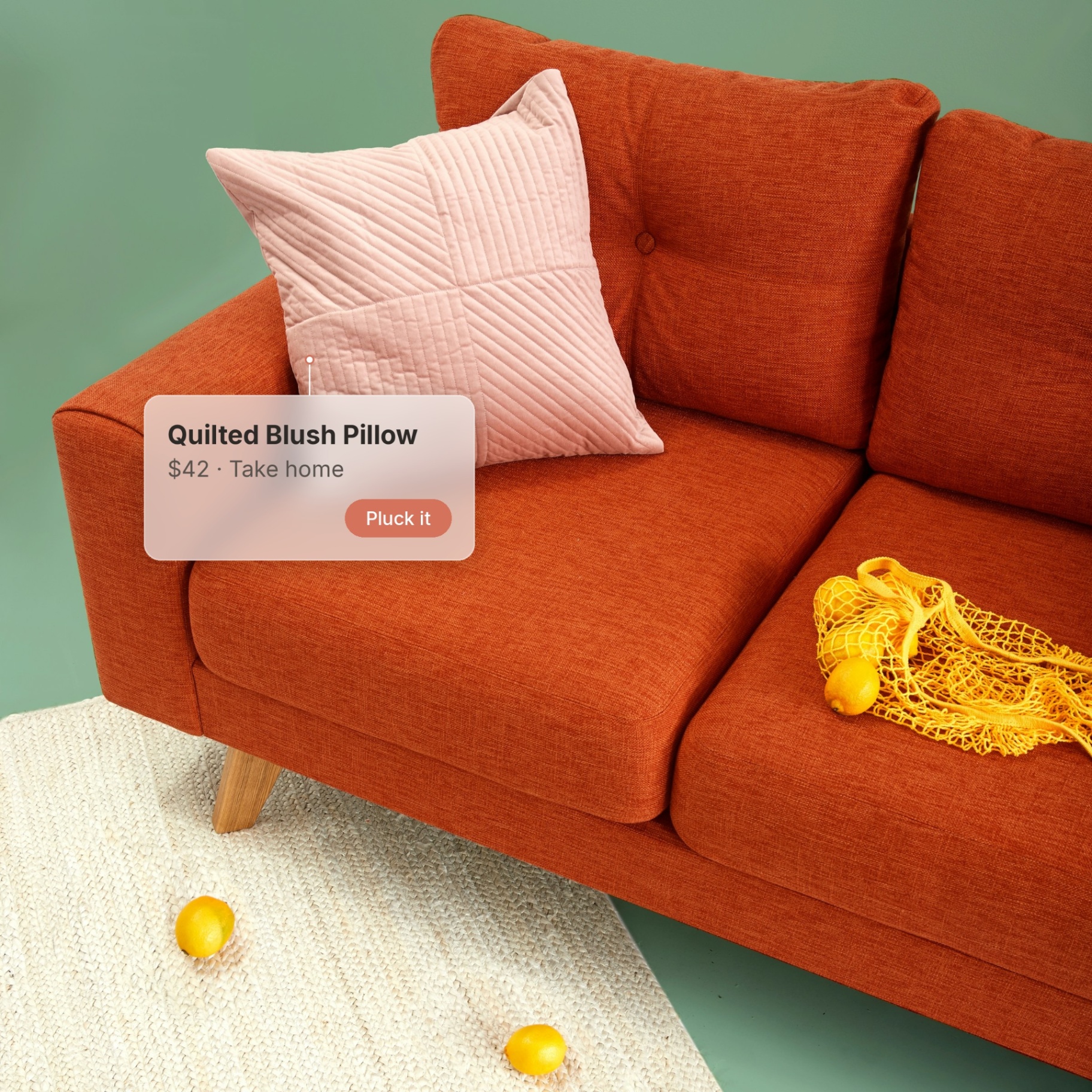 Textured throw pillow on a linen sofa